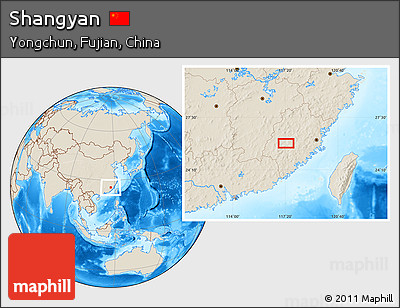 Shaded Relief Location Map of Shangyan