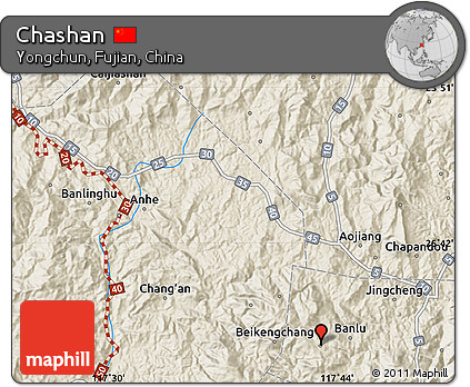 Shaded Relief Map of Chashan