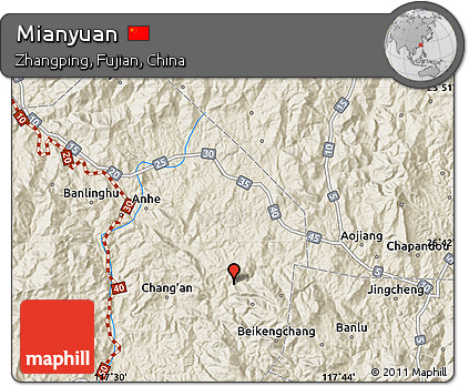 Shaded Relief Map of Mianyuan