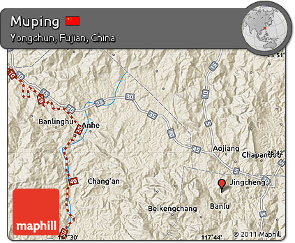 Shaded Relief Map of Muping