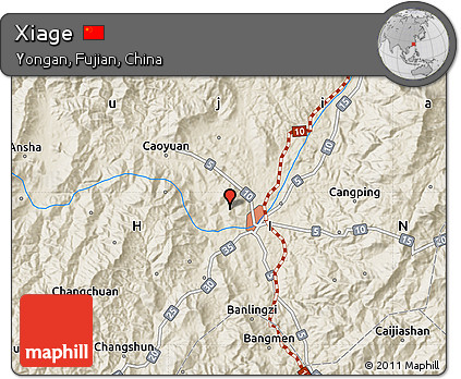 Shaded Relief Map of Xiage