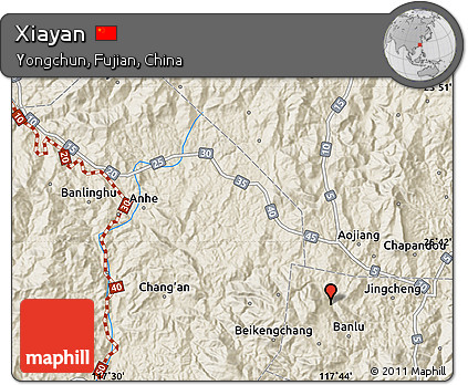 Shaded Relief Map of Xiayan
