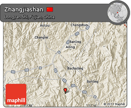 Shaded Relief Map of Zhangjiashan
