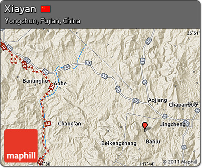 Shaded Relief Map of Xiayan