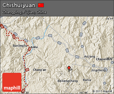 Shaded Relief Map of Chishuiyuan
