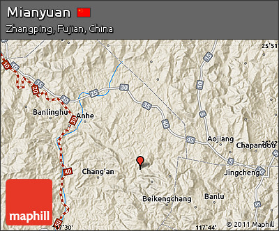 Shaded Relief Map of Mianyuan