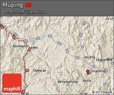 Shaded Relief Map of Muping