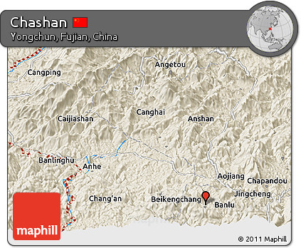 Shaded Relief Panoramic Map of Chashan