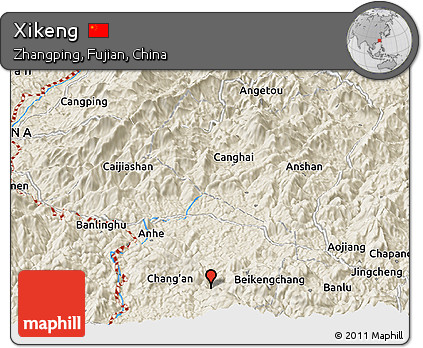 Shaded Relief Panoramic Map of Xikeng