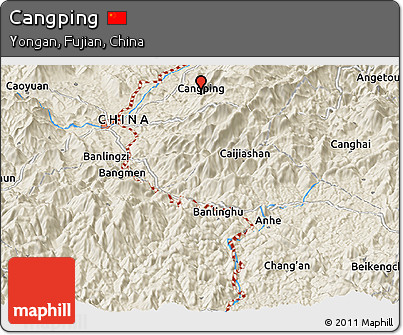 Shaded Relief Panoramic Map of Cangping