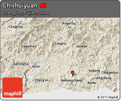 Shaded Relief Panoramic Map of Chishuiyuan