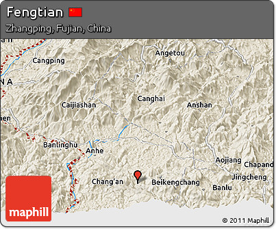 Shaded Relief Panoramic Map of Fengtian