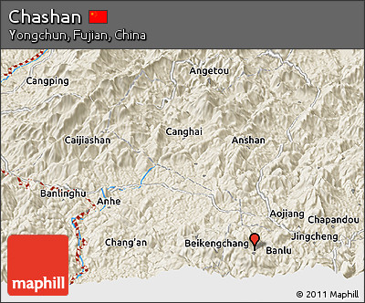 Shaded Relief Panoramic Map of Chashan