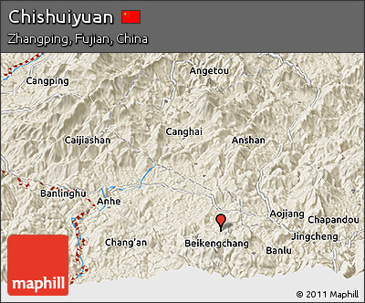 Shaded Relief Panoramic Map of Chishuiyuan