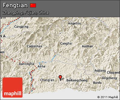 Shaded Relief Panoramic Map of Fengtian