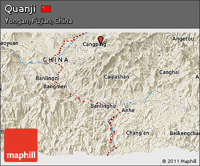 Shaded Relief Panoramic Map of Quanji