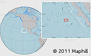 Gray Location Map of the area around 25° 51' 37" N, 117° 13' 29" W, hill shading