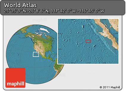Satellite Location Map of the Area around 25° 51' 37" N, 117° 13' 29" W