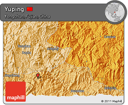 Political 3D Map of Yuping