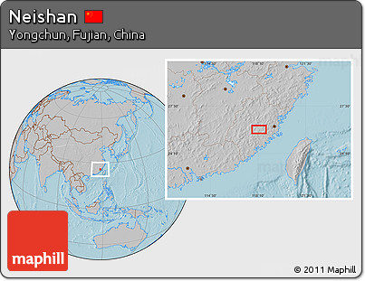 Gray Location Map of Neishan, hill shading