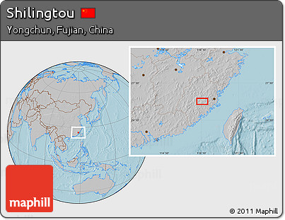Gray Location Map of Shilingtou, hill shading