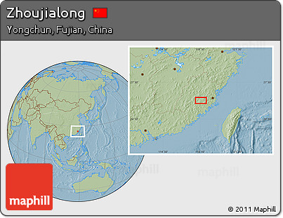 Savanna Style Location Map of Zhoujialong, hill shading