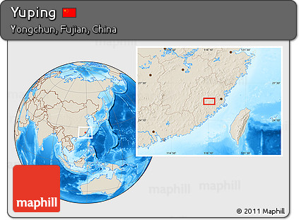 Shaded Relief Location Map of Yuping