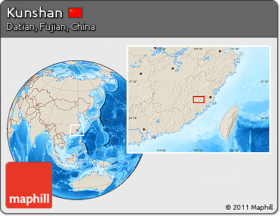 Shaded Relief Location Map of Kunshan