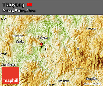 Physical Map of Tianyang