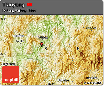 Physical Map of Tianyang