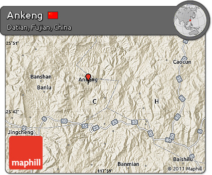 Shaded Relief Map of Ankeng