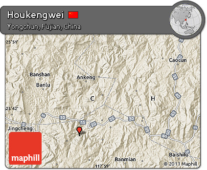 Shaded Relief Map of Houkengwei