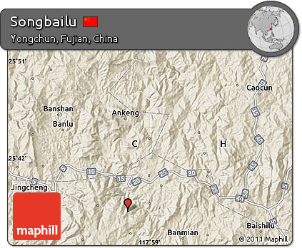 Shaded Relief Map of Songbailu