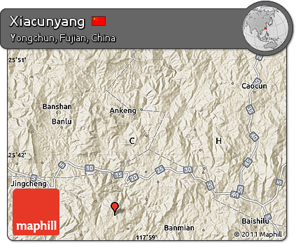 Shaded Relief Map of Xiacunyang