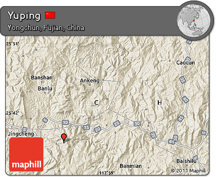Shaded Relief Map of Yuping