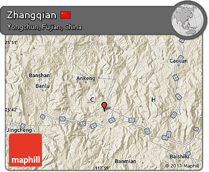 Shaded Relief Map of Zhangqian