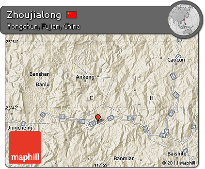 Shaded Relief Map of Zhoujialong