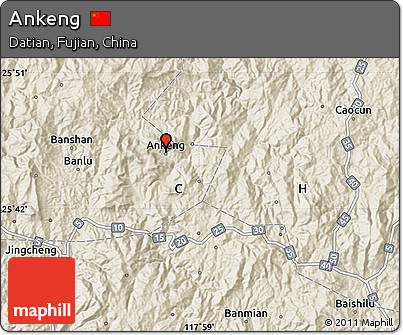 Shaded Relief Map of Ankeng
