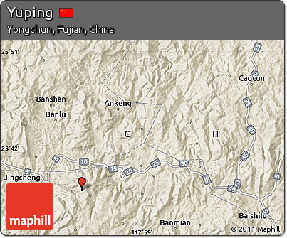 Shaded Relief Map of Yuping