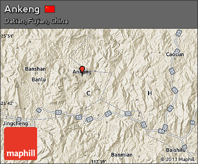 Shaded Relief Map of Ankeng
