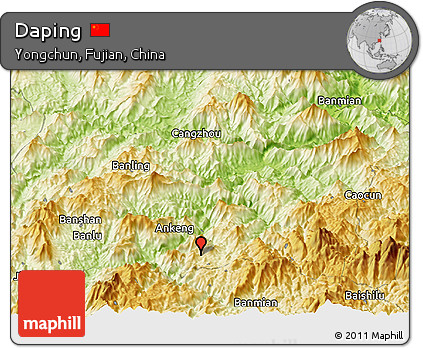 Physical Panoramic Map of Daping