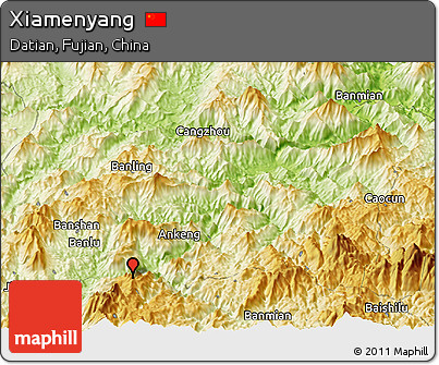 Physical Panoramic Map of Xiamenyang