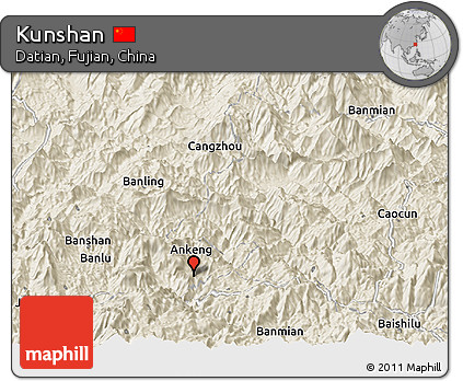 Shaded Relief Panoramic Map of Kunshan