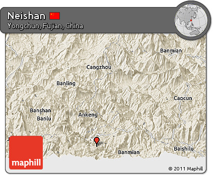 Shaded Relief Panoramic Map of Neishan