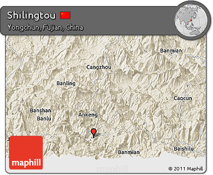 Shaded Relief Panoramic Map of Shilingtou