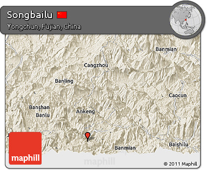Shaded Relief Panoramic Map of Songbailu