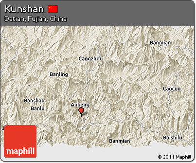 Shaded Relief Panoramic Map of Kunshan
