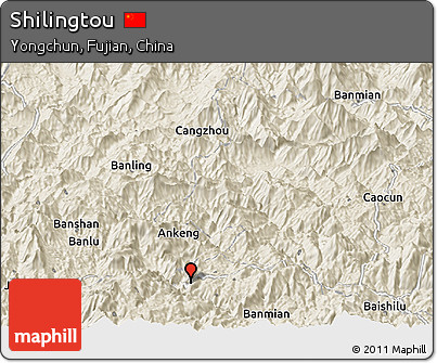 Shaded Relief Panoramic Map of Shilingtou