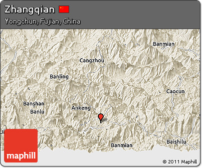 Shaded Relief Panoramic Map of Zhangqian