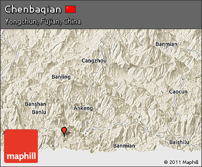 Shaded Relief Panoramic Map of Chenbaqian